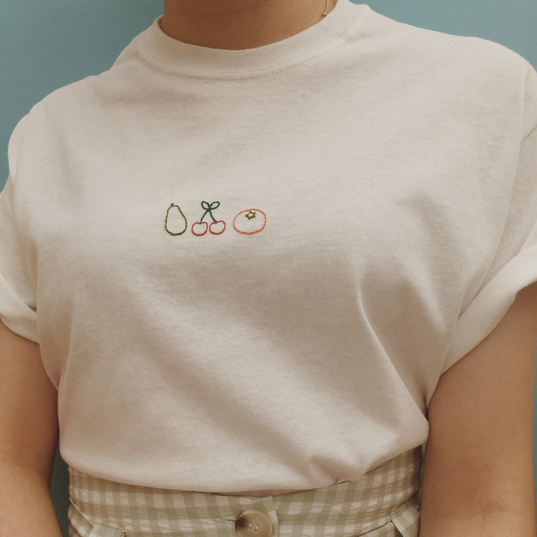 embroidered fruit medley t-shirt