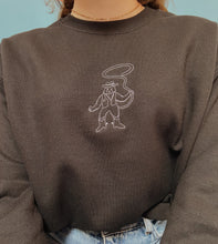 Load image into Gallery viewer, embroidered cowboy cat crew neck jumper
