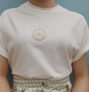 embroidered orange slice t-shirt