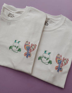 custom children's drawing embroidered t-shirt