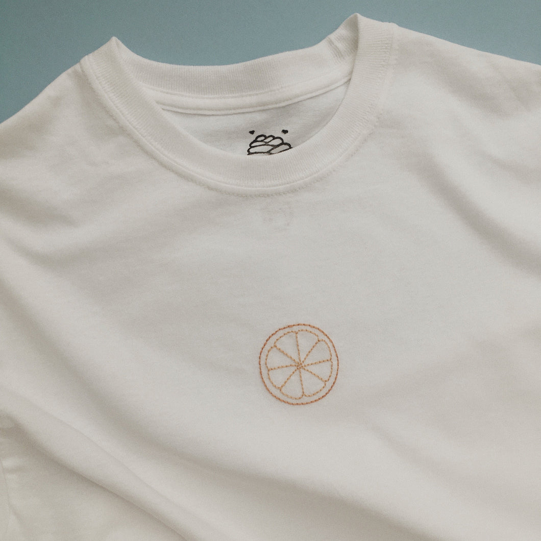 embroidered orange slice t-shirt