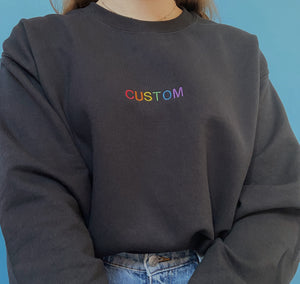 personalised text embroidered crew neck jumper