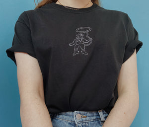 embroidered cowboy cat t-shirt