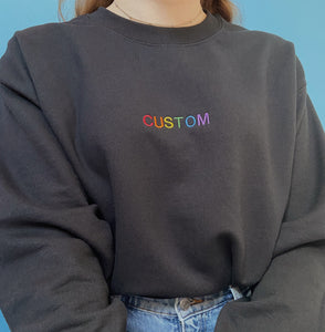 personalised text embroidered crew neck jumper