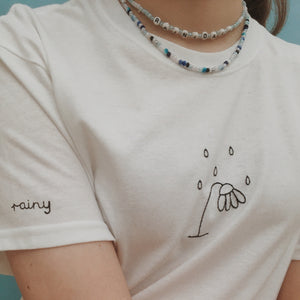 embroidered droopy flower guy t-shirt