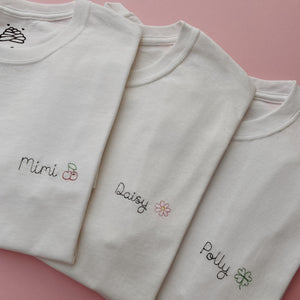 personalised name and symbol embroidered t-shirt