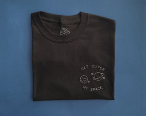 embroidered 'get outer my space' t-shirt