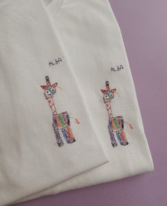 custom children's drawing embroidered t-shirt