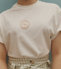 Load image into Gallery viewer, embroidered orange slice t-shirt
