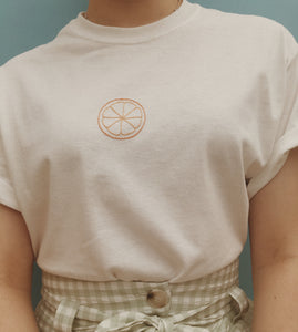 embroidered orange slice t-shirt