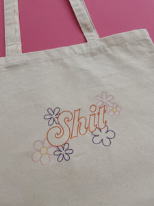 embroidered 'shit' tote bag