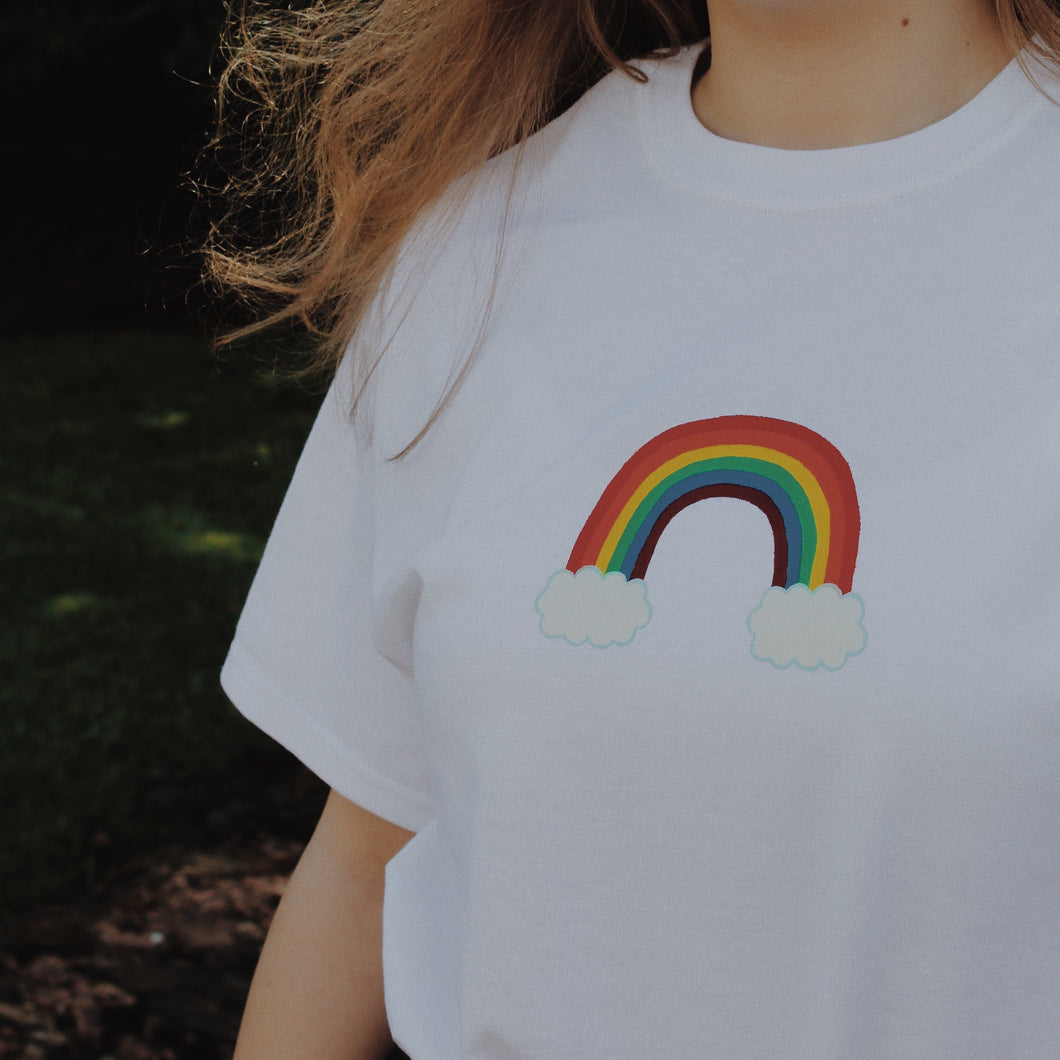 hand painted rainbow t-shirt