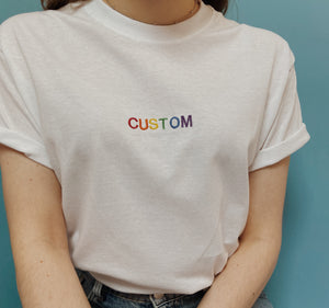 personalised text embroidered t-shirt