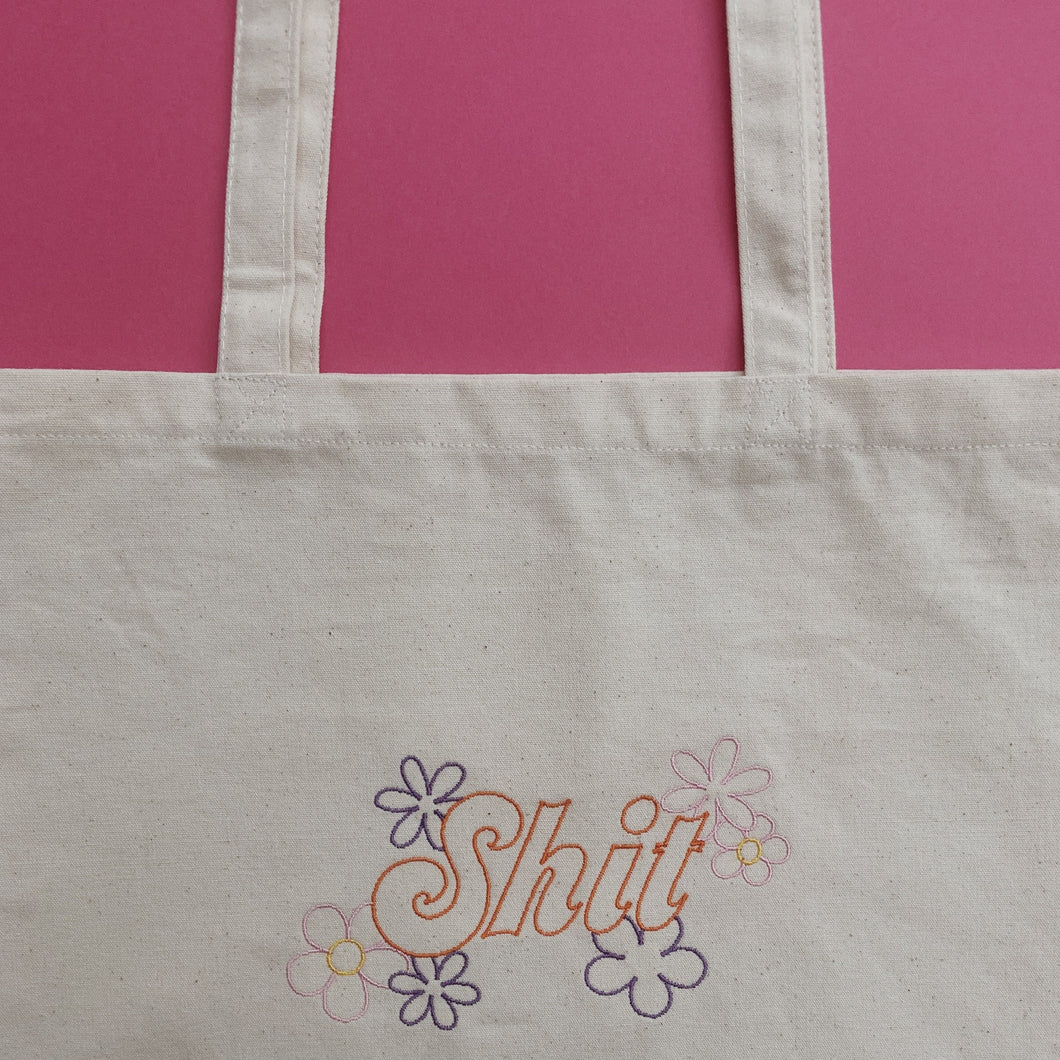 embroidered 'shit' tote bag