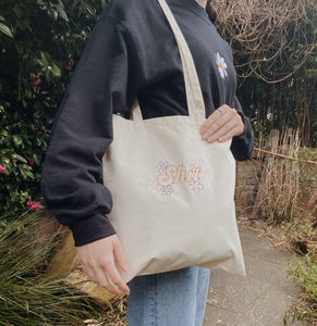 embroidered 'shit' tote bag