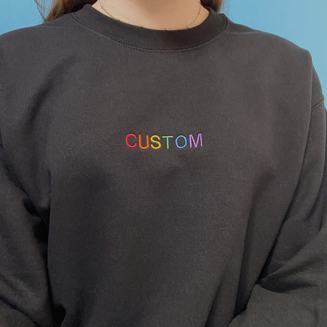 personalised text embroidered crew neck jumper