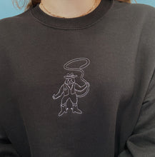 Load image into Gallery viewer, embroidered cowboy cat crew neck jumper
