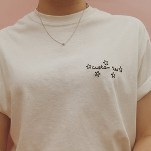 personalised hand embroidered star t-shirt