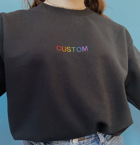 personalised text embroidered crew neck jumper