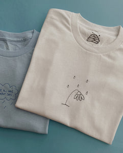 embroidered droopy flower guy t-shirt