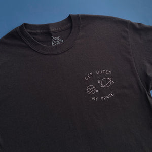 embroidered 'get outer my space' t-shirt