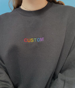 personalised text embroidered crew neck jumper