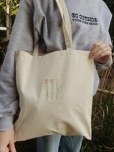 embroidered tulip tote bag