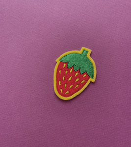 embroidered strawberry patch