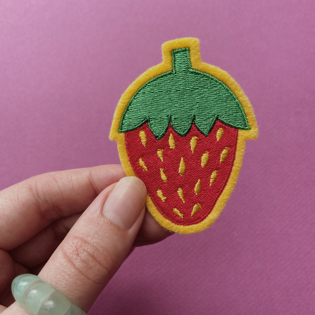 embroidered strawberry patch