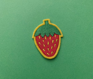 embroidered strawberry patch