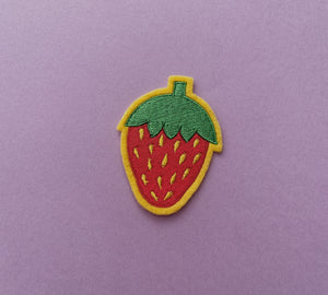 embroidered strawberry patch