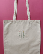 Load image into Gallery viewer, embroidered tulip tote bag
