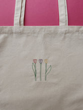 Load image into Gallery viewer, embroidered tulip tote bag
