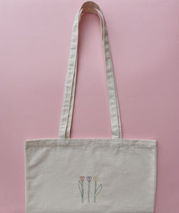 embroidered tulip tote bag