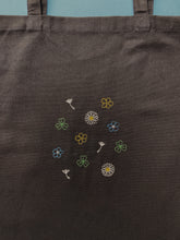 Load image into Gallery viewer, embroidered wildflowers and weeds tote bag
