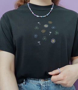 embroidered wildflowers and weeds t-shirt