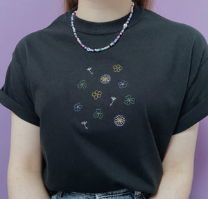 embroidered wildflowers and weeds t-shirt