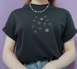 embroidered wildflowers and weeds t-shirt