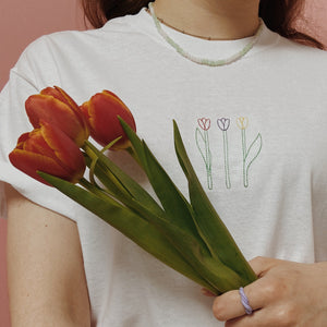 embroidered tulip t-shirt