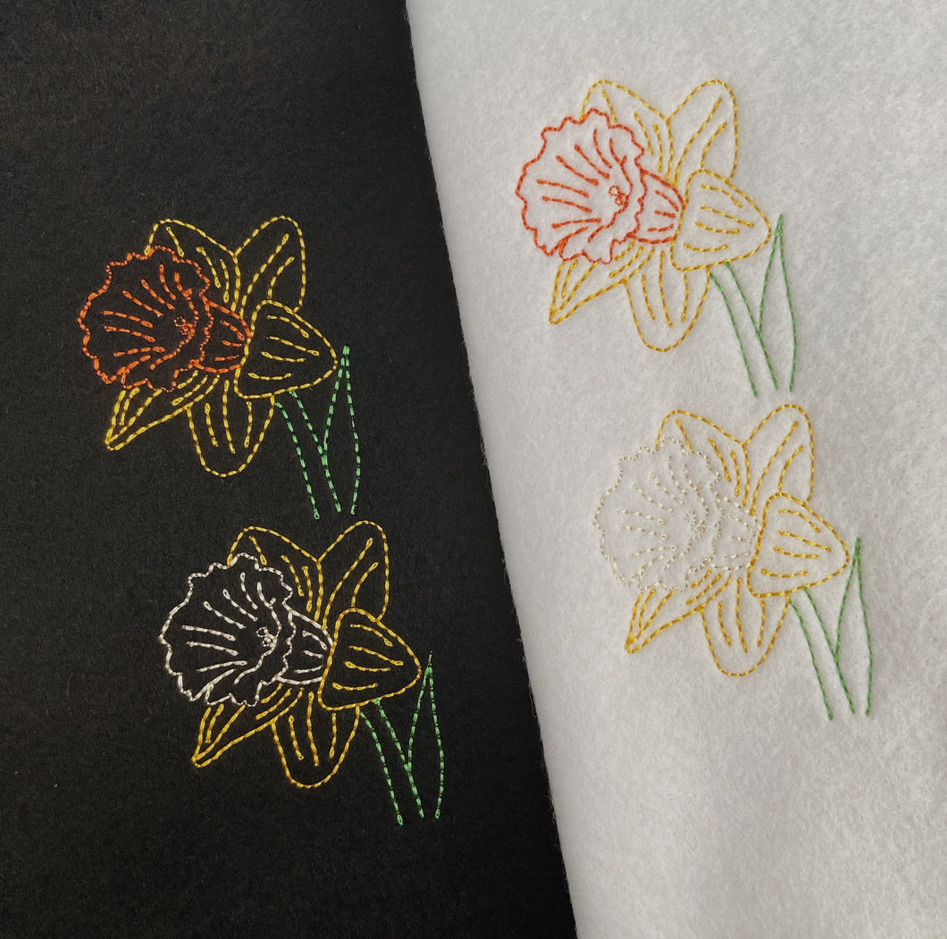 embroidered white daffodil t-shirt