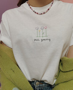 embroidered 'still growing' t-shirt