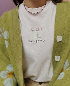 embroidered 'still growing' t-shirt