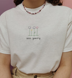 embroidered 'still growing' t-shirt