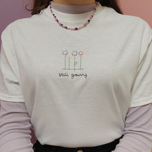 embroidered 'still growing' t-shirt