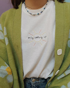 embroidered 'only looking up' t-shirt