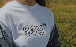 hand printed 'gay ™' t-shirt