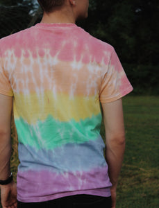 rainbow striped tie dye t-shirt