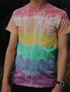 rainbow striped tie dye t-shirt