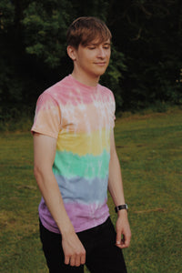 rainbow striped tie dye t-shirt