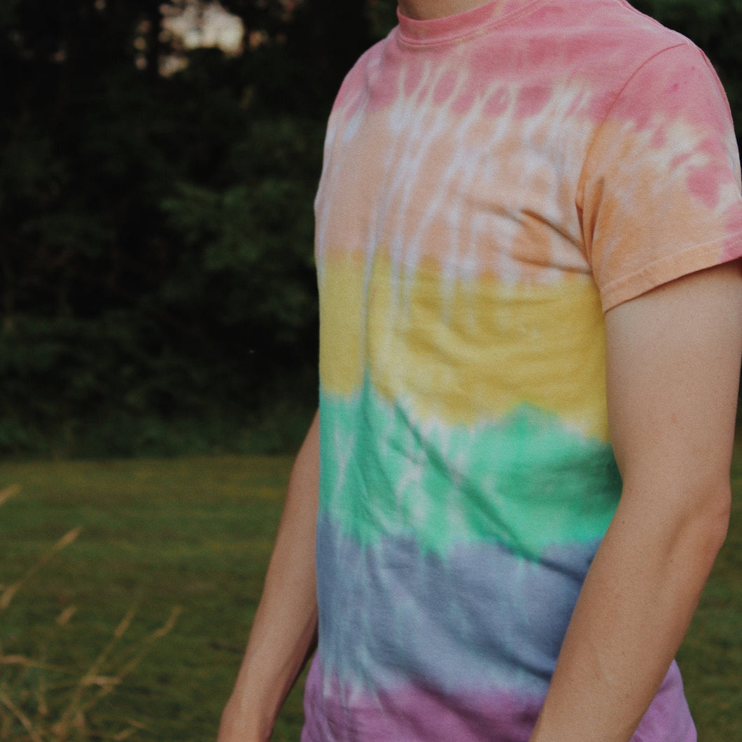 rainbow striped tie dye t-shirt